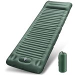 JEMULICE Matelas de Camping avec Pompe à Pied, Épaisseur Améliorée 12CM Tapis de Couchage Autogonflant, Matelas Randonnée avec Oreiller, Matelas Gonflable Ultraléger pour Camping,Tente,Randonnée