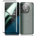 Jewloofa Verre Trempé pour OnePlus 11 Protection écran [1 Pièces] et OnePlus 11 Caméra Arrière Protecteur [2 Pièces], Transparent HD/Sans Bulles/Anti-rayures, Protection écran pour OnePlus 11