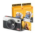 KODAK Mini Shot 2 Retro 4PASS 2-in-1 Appareil Photo Instantané et Imprimante Photo Portable (5,3x8,6cm) + Paquet avec 68 Feuilles, Blanc