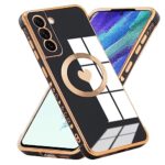 Kaywzo Coque pour Samsung Galaxy S21 FE 5G,Housse en Brillant Silicone Galvanisé Compatible avec Magsafe,4 Coins Antichoc,Étui Mignon Modèle de Coeur Femmes TPU Case Cover,Noir
