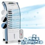 Klarstein Rafraichisseur d'Air 4 en 1, Climatiseur Portable, Humidificateur, Ventilateur, Ioniseur, Climatiseur Mobile Sans Évacuation, Pack Glacons, Réservoir 6L, 65W, Puissant Débit d'Air 444m³/h