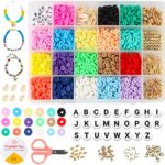 Kuaikely3800+Pièces Kit Perles Plates,18 Couleurs 6 mm Perles pour Bijoux Faites à la Main en Argile Polymère,perles heishi,Collier Boucles d'Oreilles Bague,Perles pour Bracelet Adultes Enfants