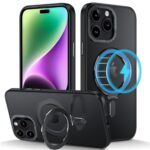 KumWum Magnétique Coque pour iPhone 15 Pro Max Etui Compatible avec MagSafe Housse Mince Antichoc et Béquille Case avec Protection Camera - Noir