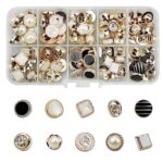 LAKSOL 100 Pièces Boutons de Perle Artificielle, Bouton de Couture Vintage Boutons Mercerie Nacre Tige Boutons de Cristal Blanc pour Vêtements Coudre 9.5mm-12mm