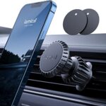 Lamicall Support Téléphone Voiture, Aimant Porte Téléphone Voiture - Clip à Crochet Amélioré [6 Super Aimants] Support à Grille d'Aération avec Rotation 360° pour iPhone 15 14 13, Huawei, Smartphones