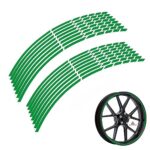 Liseret de jante moto,autocollant de jante,autocollants de jante de vélo,autocollant réfléchissant de jante,Réfléchissantes Jantes Moto,pour vélos,motos et voitures,Vert,16 pièces