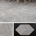 Livelynine 32 Dalles Lino Sol Adhesif Gris 30X30cm Dalle PVC Adhesive Sol Marbreépais Autocollant Carreau Ciment Imperméable Antidérapantes Parquet Autocollant Sol pour Salle de Bain Cuisine Toilette