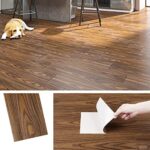 Livelynine Dalle PVC Adhesive Sol Bois Chêne Foncé Imperméable Papier Adhesif pour Mur Salle de Bain 90CMx15CM Revetement de Sol PVC pour Cuisine Lame PVC Adhesive Sol PVC Lino Salon Chambre, 4 Dalles