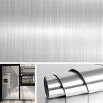 Livelynine Papier Peint Adhésif en Acier Inoxydable de 40CM*10M Effet Nickel Brossé Revêtement Plan de Travail Adhésif Étanche Lavable pour Réfrigérateur Lave-Vaisselle Électroménager Cuisinière