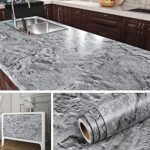 Livelynine Revêtement Plan de Travail Adhésif Marbre 40CMx5M Lavable Credence Adhesive pour Cuisine Salle de Bain Marbre Gris Papier Adhesif pour Meuble Table Armoire Revetement Adhesif Meuble Gris