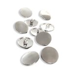 Lot de 10 boutons à œillets plats en métal argenté brillant 15 mm, 20 mm ou 22 mm (15 mm)