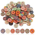 Lot de 100 boutons en bois pour travaux manuels, assortiment de boutons ronds vintage en forme de fleurs en bois pour couture, loisirs créatifs, décoration (15 mm)