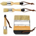 Lot de 4 pinceaux à cire, peinture à la craie, aquarelle, acrylique, pinceaux plats, set d'artiste, poils purs, faits à la main, kit complet de pinceaux ronds, peinture à la craie pour décoration