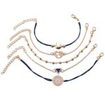 LuLiyLdJBracelet bohème incrusté à la main Bracelet coeur pompon fait à la main pour femmes filles (5 pièces)