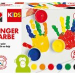 Marabu KiDS 0303000050800 – Lot de 6 peintures au doigt avec 6 couleurs vives de 35 ml, sans paraben, végétalien, sans lactose, sans gluten