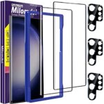 Milomdoi [2+3Pièces 9H Protection Verre Trempé pour Samsung Galaxy S23 Ultra 5G Accessoire, 2Pièces Vitre Protection ecran avec 3Pièces Protection Camera Objectif Photo Coque