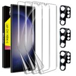 Milomdoi [3+3Pièces] Protection pour Samsung Galaxy S23 Ultra 5G 3 Pièces TPU Protection ecran 3 Pièces Vitre Verre Trempé Protection Camera Objectif Arriere Appareil photo Coque amical Accessoire