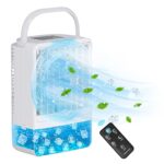 Mini Climatiseur Mobile Portable, Mini Air Cooler Refroidisseur d'Air Climatiseur Portable Silencieux avec Batterie 4000 mAh, 3 Vitesses, Minuterie 2/4H