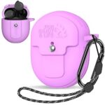 NINKI Compatible Silicone Coque pour Google Pixel Buds Pro Violet,TPU Souple et Anti-Choc Étui de Protection Pixel Buds Pro avec Porte-Clés,Coque Google Buds Pro Étui avec Lanière Accessoires