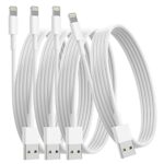 NOHOO Pack de 4 [Apple MFi Certified] Câbles de charge Apple 3M, Chargeurs iPhone Approuvés Apple 3M, Câble USB Lightning d'origine pour iPhone 13/12/11/11Pro/11Max/ X/XS/XR/XS Max/8/7, iPad (Blanc)
