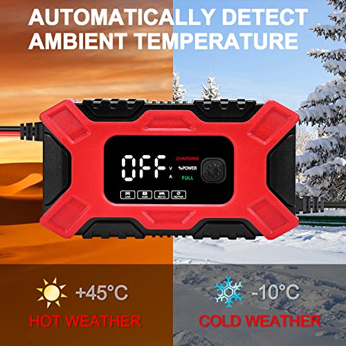 NWOUIIAY Chargeur Batterie Moto Intelligent 6A 12V Chargeurs de Batterie pour Auto avec Fonction de Maintenance Fonction Hiver et Eté et Protection Multiple pour Voiture Moto Camion etc – Image 3