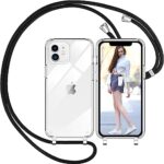 Nupcknn Coque avec Cordon pour iPhone 12/12 Pro, Transparent Coque Collier Réglable Téléphone Étui Portable Lanyard Case Protection Complète Cover de iPhone 12/12 Pro(6.1