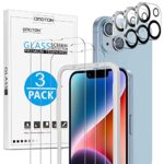 OMOTON Verre Trempé Pour iPhone 14, Caméra Arrière Film Protecteur Pour iPhone 14 avec Cadre d’installation, Sans Bulles, Ultra Transparent, Anti-rayures, Anti-empreintes