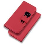 ONETHEFUL Coque Portefeuille Étui OnePlus Nord CE 5G 2021 Housse Protection Accessoires Case Flip Cover Phone Étuis en Faux Cuir avec Stand Rouge