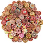 PLABBDPL 100pcs Mixte Bouton Aléatoire Peinture de Fleurs Formes Rondes Boutons Rétro en Bois Couleurs Assorties pour Confection de Bricolage 20mm