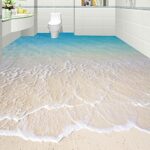 Papier peint autocollant personnalisé pour sol moderne plage eau de mer 3D carrelage de sol autocollant salle de bain cuisine 200 x 140 cm