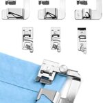 QWORK 6 Pièces Pied de biche Machine a Coudre, 3 Pieds à Ourlet rouléétroit (3/4/6 mm), 3 Pieds presseurs à Ourlet roulé Large (4/8,6/8,8/8 Pouces), Accessoires de Couture