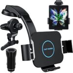 Qoosea 15W Qi Chargeur Induction Voiture, Double Bobine Chargeur sans Fil Voiture Rapide Automatic Clamping Support Téléphone Voiture pour Samsung Galaxy Z Fold 3/Fold 2/S22 Ultra iPhone Xiaomi