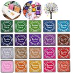 Queta 20 Couleurs Coussins encreurs Tampon Encreur pour Enfants Encre Empreinte Digitale pour Peinture au Doigt Scrapbooking