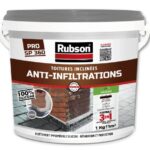 Rubson Revêtement Anti-Infiltrations Stop fuite Gris 1 kg, pour réparation & étanchéité de toitures inclinées & plates, Résine silicone imperméable anti-fuites & anti-fissures