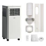 SHINCO 7000BTU Climatiseur Mobile avec Fonction 3-en-1, Climatisation, Déshumidificateur, Ventilateur, Mode veille, 2,1Kw, Télécommande, Minuteur 24h, 2 Kits Fenêtre