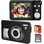 SINEXE Appareil Photo numérique, Appareil Photo de vlogging Compact avec Carte SD 48 MP 2,7 K/20 FPS Écran LCD antishake Photoflash Selfile pour Enfants Adolescents débutants Cadeau (Noir)