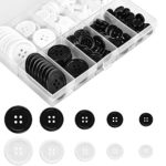 SIYINGSAERY 160 PCS Boutons Noir et Blanc 2.5cm 2cm 1.5cm 1.2cm 1cm Rond Boutons Mercerie Noir et Blanc Boutons 4 Trous Boutons en Résine Bouton Rond Couture pour Veste Pull Chemise Pantalon