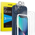 SPARIN Verre Trempé Compatible avec iPhone 13 6.1 Pouces, Contenir 3 Pièces Protection écran et 2 Pièces Caméra Arrière Protecteur, Vitre Protection avec Outil D'alignement Facile, HD
