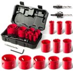 Scie Cloche Bi-métal, HYCHIKA 17 PCS Coffret de Scie Trépan avec 11PCS Lames de Scie 20-68 mm, Profondeur de Coupe: 40 mm, Parfaite pour Percer Le Bois, Les Panneaux PVC et Le Métal