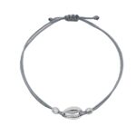 Selfmade JewelryBracelet coquillage en argent pour femme, bracelet en macramé réglable fait à la main, taille réglable avec boîte cadeau (argent - gris) (23 cm)
