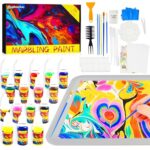 Shrubz Kit Peinture Enfant Jouet Peinture Marbrée à l'eau pour Enfants 16 Couleurs Kit Peinture Enfant, Creative Art Set de à la Main Peintures,Art de Peinture Cadeaux Idéaux Enfants Jouet 6+ Ans