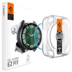 Spigen Glas.tR EZ Fit Verre Trempé pour Samsung Galaxy Watch Classic 6 47mm, 2 Pièces, Kit d'installation fourni, Réponse Tactile, Résistant aux Rayures, Protection écran