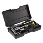 Stanley Stmt82672-0 Coffret De Douilles ¼’’ + Cliquet 72 Dents + 1 Rallonge 75Mm + 1 Porte Embout + 22 Embouts - Boite Compacte Et Résistante - Jeu De 37 Pièces