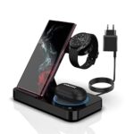 Station de Charge, Chargeur sans Fil 3 en 1 Magnétique Compatible avec Samsung Watch 4/3 Active 2, Chargeur Induction pour Galaxy Z Flip/Z Fold/S22 Ultra/S22+/S22/Note 20 Ultra/Galaxy Buds/Pro/+