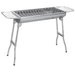 SunJas Barbecue à Charbon de Bois Inox Taille Grande BBQ Pliable Barbecue Grill à Charbon Four de Charbon Portable Robuste | 73 x 32.5 x 68cm