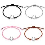 Sunshine smileDames Bracelet,4 Pièces Filigrane Bracelet,Symbol Love Bracelets,Bracelet d'amitié,Bracelet pour Femme Bijoux,Fait à la Main Bracelet avec Bande Textile,Ajustable Bracelet de Bijoux Cadeaux