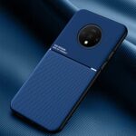 TIANCI Coque pour OnePlus 7T, Texture Antidérapante et Antichoc Housse, [Cuir PU Doux pour la Peau] [TPU Ultra-Mince] Étui pour OnePlus 7T-Bleu