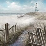 TISHIRON Ocean - Peinture à la main par numéros - Pour enfants - Bleu - Acrylique - Pour adultes débutants - Pour maison, salon, chambre à coucher, mur - Décoration abstraite - 40 x 50 cm (phare)