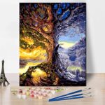 TISHIRON Peinture Par Numéros Pour Adultes Arbre De Vie Peinture Par Numéros Pour Adultes Enfants Acrylique Huile À La Main Peinture Paysage Peinture Par Numéros Kits 16x20 Pouces