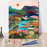 TISHIRON Taubensee,Peinture à la main par numéros,Pour enfants,Paysage de montagne,Acrylique,Pour adultes débutants,Pour la maison, le salon, la chambre à coucher,Décoration abstraite,40x50 cm